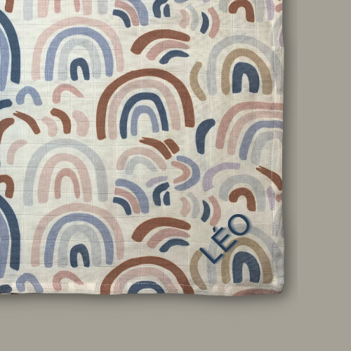 Personalised Organic Cotton Large Muslin Cloth | Rainbow | 75x95 cm