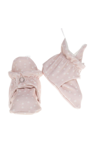 Organic Cotton Stay On Baby Booties | Soft Sole | Pink | Available in 3 Sizes from 0-9 Months