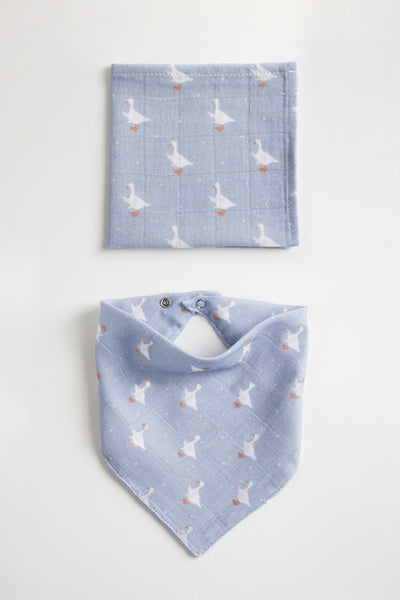Personalised Organic Cotton Bandana Bib & Blurp Cloth Set | Goose
