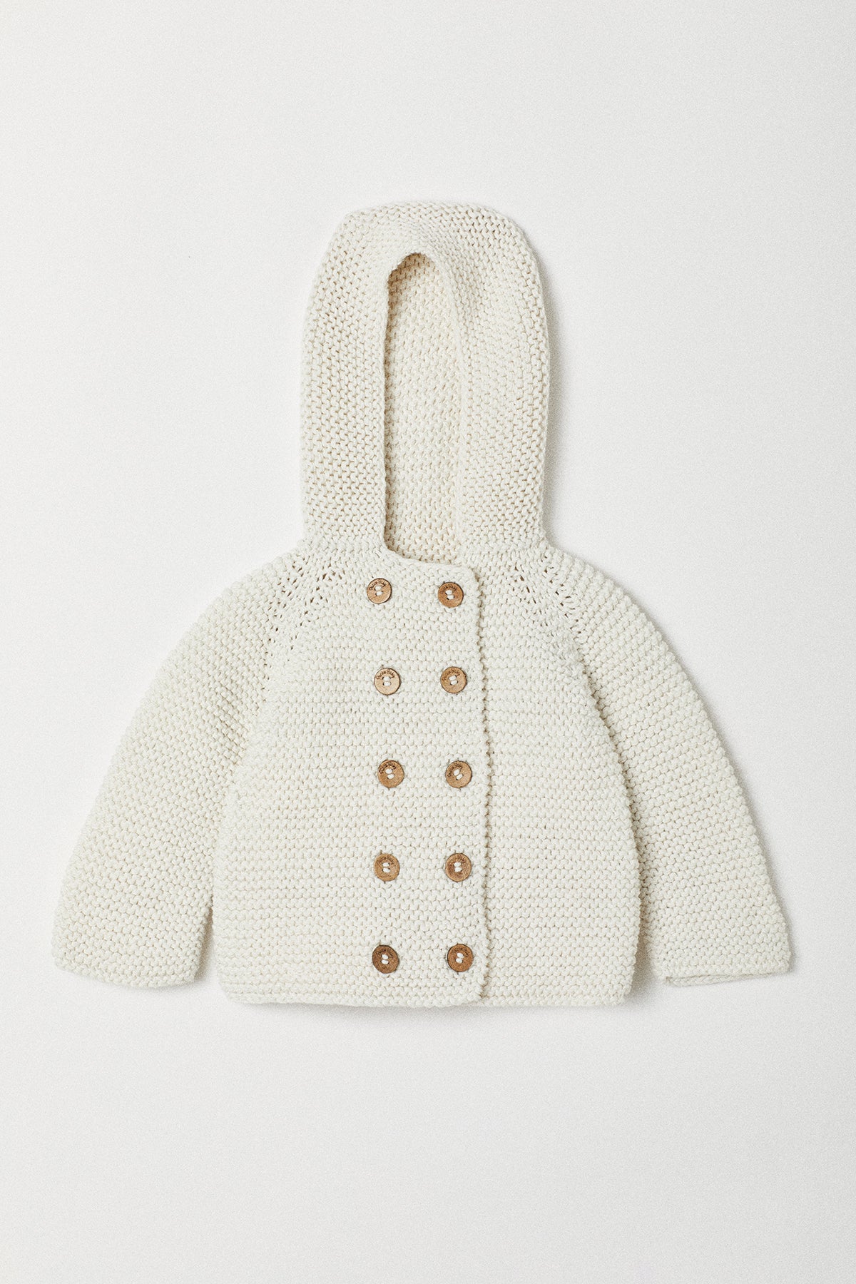 Handknitted Double Buttoned Cardigan | White | Made with Organic Cotton Yarn