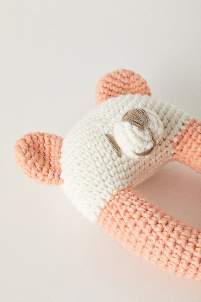 Handmade Rattle Toy | Peach | Made with Organic Cotton Yarn
