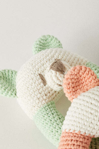 Handmade Rattle Toy | Mint | Made with Organic Cotton Yarn