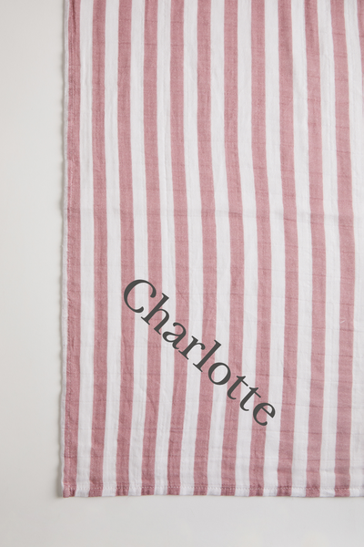 Personalised Organic Cotton Swaddle Blanket Jumbo Set | Pinky Stripes