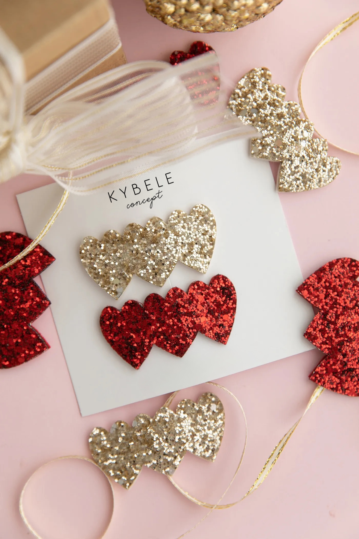 Glitter Hearts Hair Clip Set of 2