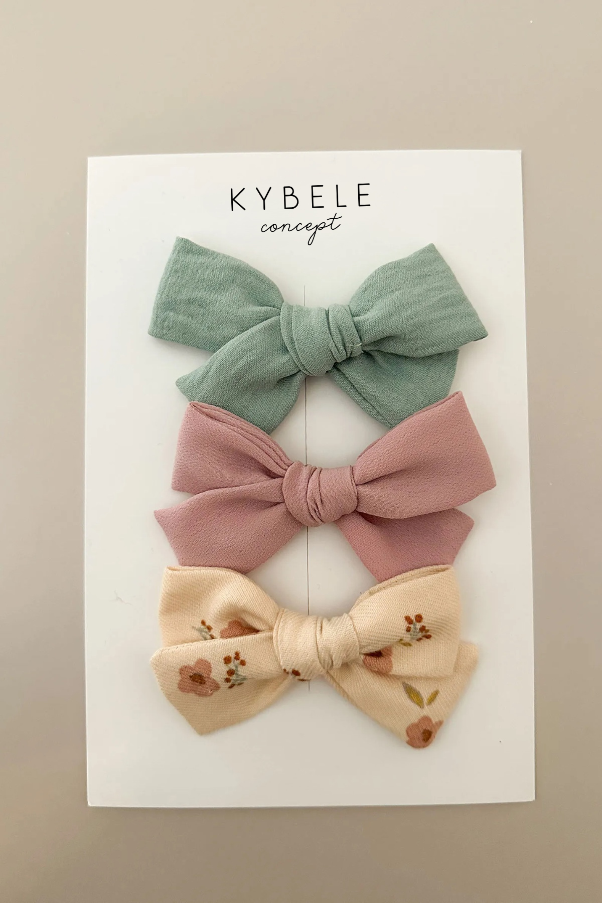 Handmade Pastel Mint and Dusty Rose Ribbons Hair Clip Set of 3