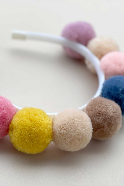 Handmade Pastel Colors Pompom Headband