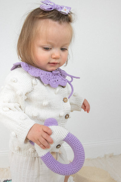 Handmade Rattle Toy | Lilac | Made with Organic Cotton Yarn