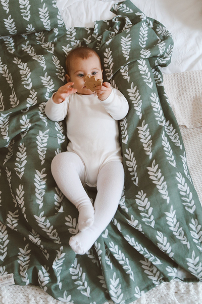 Personalised Organic Cotton Muslin Swaddles | Botanical | Available in 2 different sizes