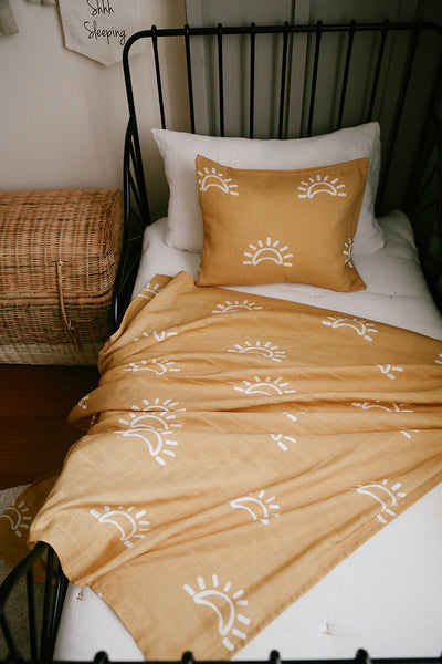 Personalised Organic Cotton Bedding Set | Mustard Equinox