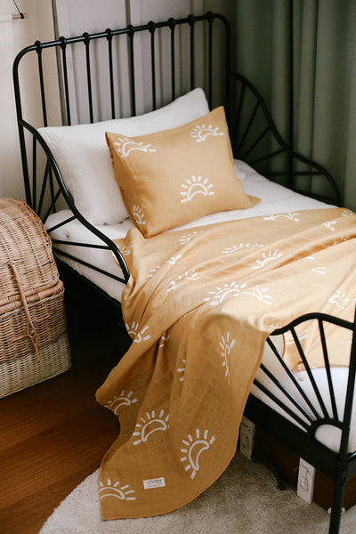 Personalised Organic Cotton Bedding Set | Mustard Equinox