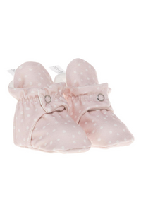 Organic Cotton Stay On Baby Booties | Soft Sole | Pink | Available in 3 Sizes from 0-9 Months