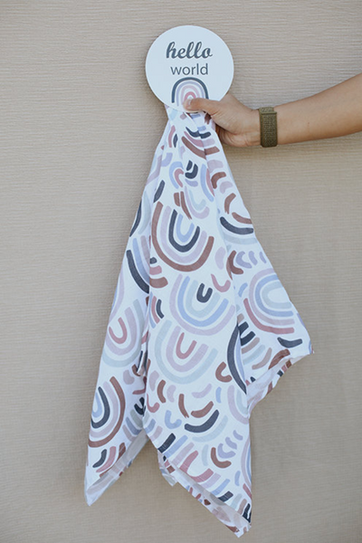 Personalised Organic Cotton Large Muslin Cloth | Rainbow | 75x95 cm
