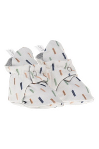 Organic Cotton Stay On Baby Booties | Soft Sole | Cream | Available in 3 Sizes from 0-9 Months
