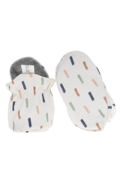 Organic Cotton Stay On Baby Booties | Soft Sole | Cream | Available in 3 Sizes from 0-9 Months