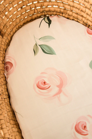 Personalised Organic Cotton Large Muslin Cloth | Beds of Roses | 75x95 cm