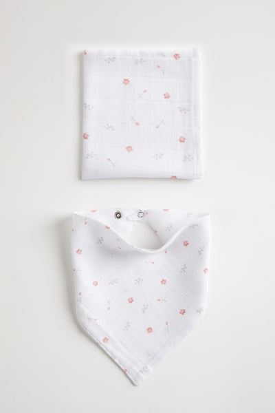 Personalised Organic Cotton Bandana Bib & Blurp Cloth Set | Florals