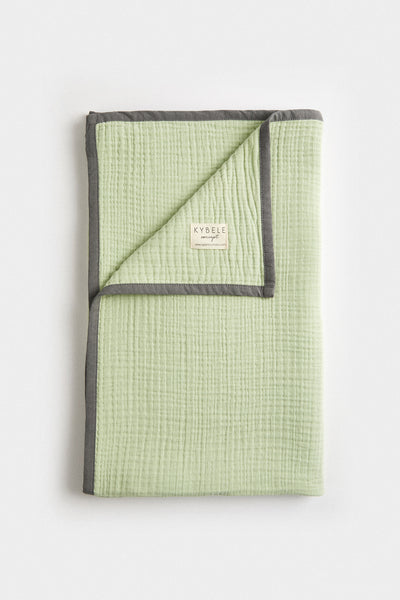 Personalised Organic Cotton 4-Layer Quilted Muslin Blanket | Mint | 100x140 cm