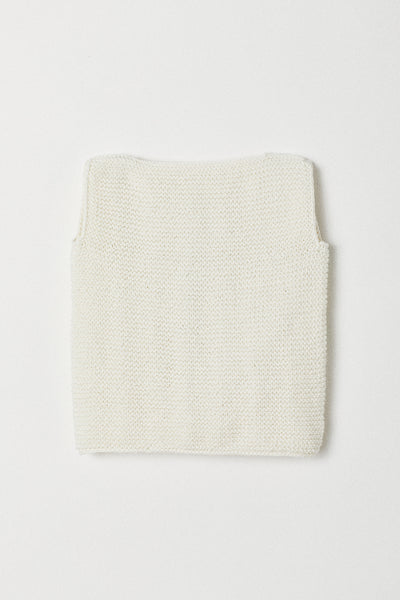 Handknitted Pom Pom Vest | White | Made with Organic Cotton Yarn
