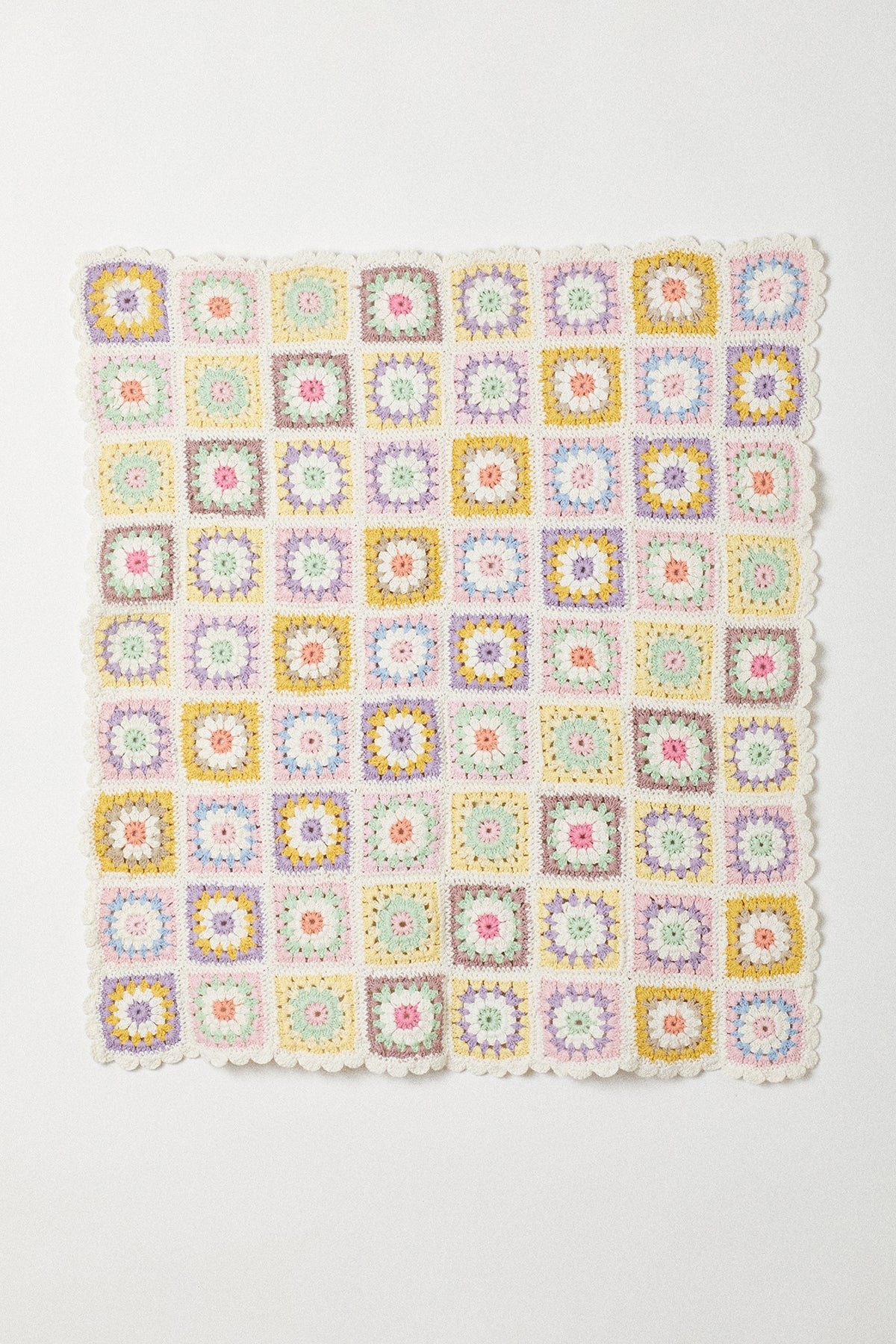 Handknitted Blanket | Yellow & Pink | Made with Organic Cotton Yarn | 80x90 cm