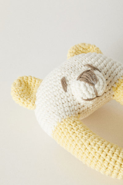 Handmade Rattle Toy | Yellow | Made with Organic Cotton Yarn