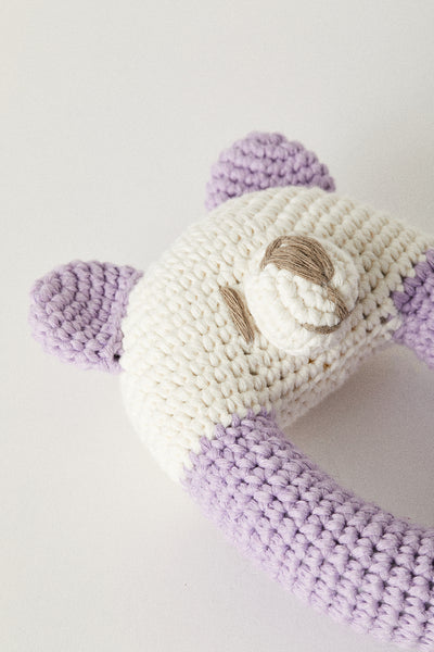 Handmade Rattle Toy | Lilac | Made with Organic Cotton Yarn
