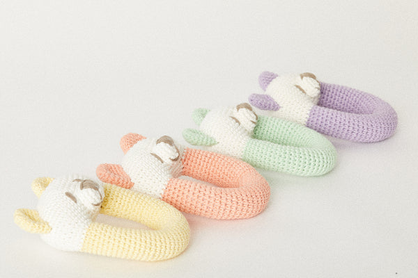 Handmade Rattle Toy | Yellow | Made with Organic Cotton Yarn