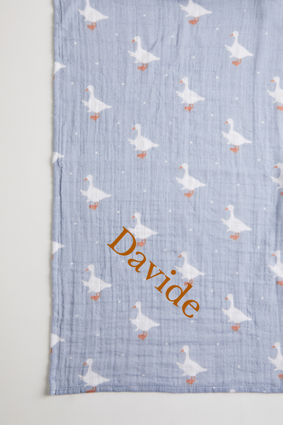 Personalised Organic Cotton Swaddle Blanket Jumbo Set | Goose