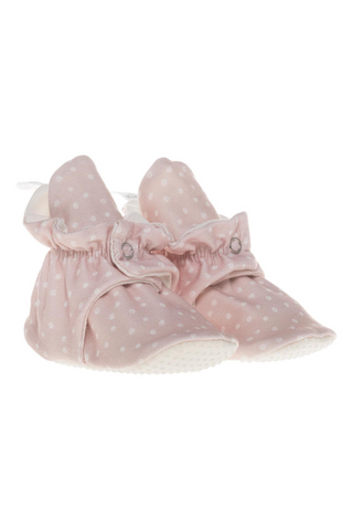 Organic Cotton Stay On Baby Booties | Non-Slip Sole | Pink | Available in 3 Sizes from 9-24 Months