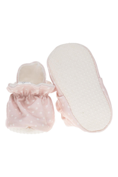 Organic Cotton Stay On Baby Booties | Non-Slip Sole | Pink | Available in 3 Sizes from 9-24 Months