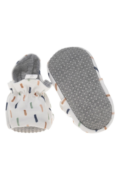 Organic Cotton Stay On Baby Booties | Non-Slip Sole | Cream | Available in 3 Sizes from 9-24 Months