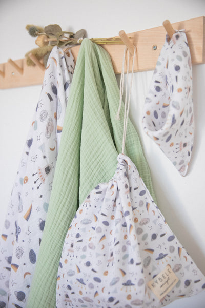 Personalised Organic Cotton Swaddle Blanket Jumbo Set | Space