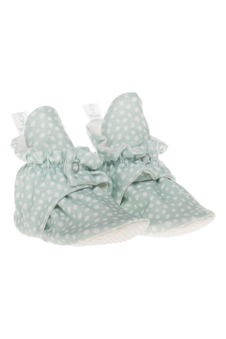 Organic Cotton Stay On Baby Booties | Non-Slip Sole | Green | Available in 3 Sizes from 9-24 Months